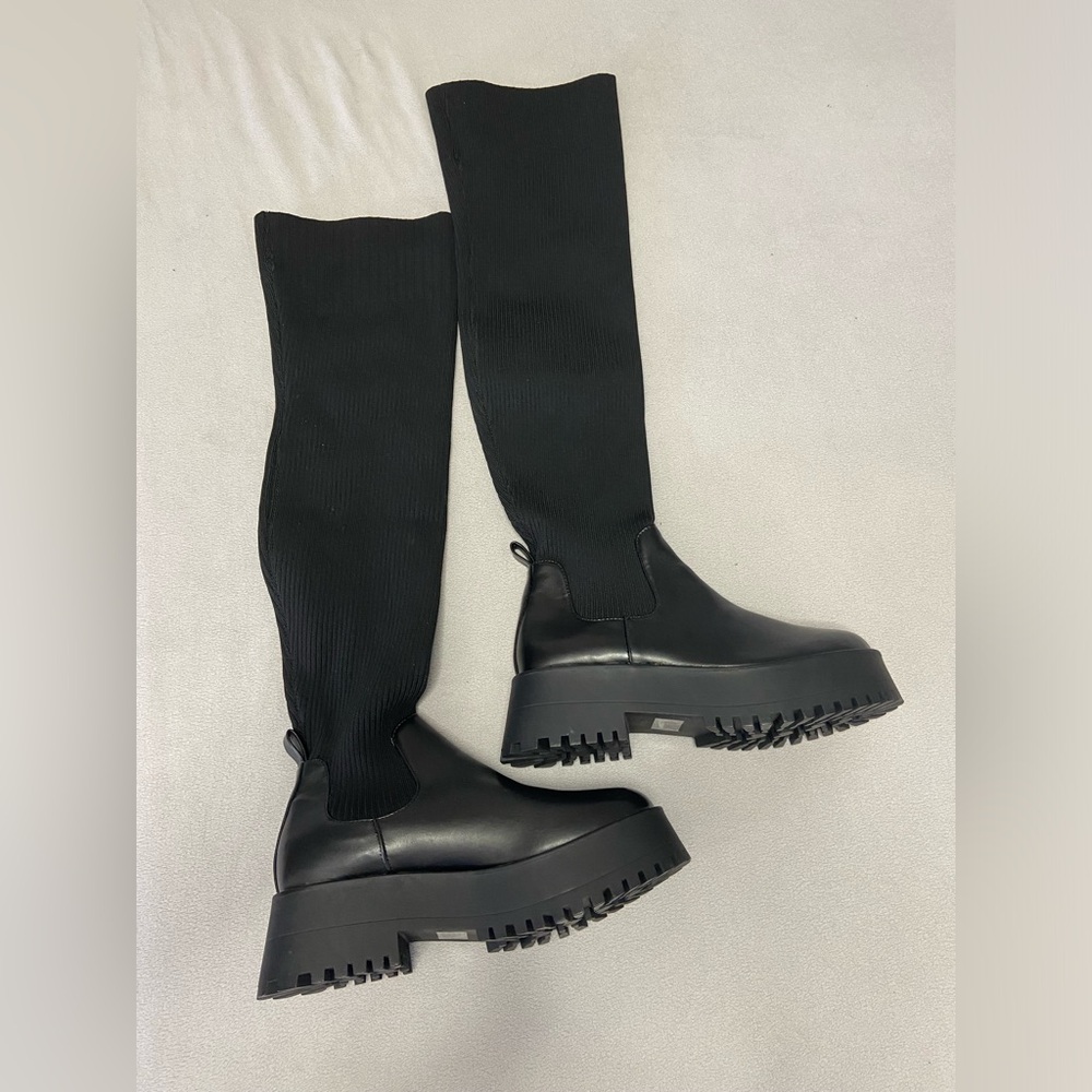 Madden Girl Black Over The Knee Sock Boots